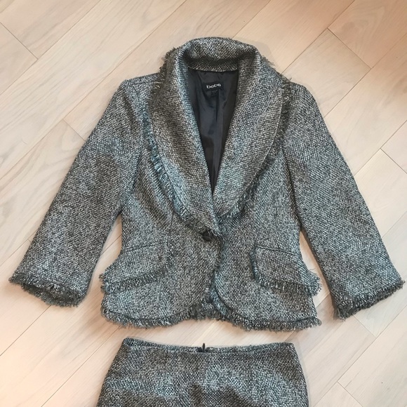 Bebe Tweed Skirt Suit Set Blazer - Size 2 - Picture 2 of 6